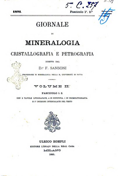 Giornale di mineralogia, cristallografia e petrografia