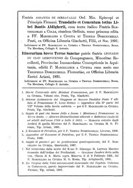 Le missioni francescane in Palestina ed in altre regioni della terra cronaca mensile in varie lingue