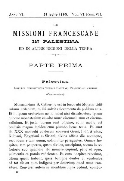 Le missioni francescane in Palestina ed in altre regioni della terra cronaca mensile in varie lingue