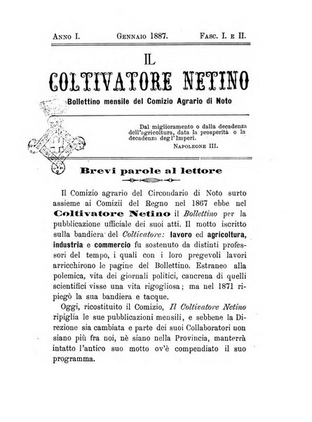 Il coltivatore netino bollettino mensile del comizio agrario di Noto