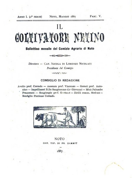 Il coltivatore netino bollettino mensile del comizio agrario di Noto