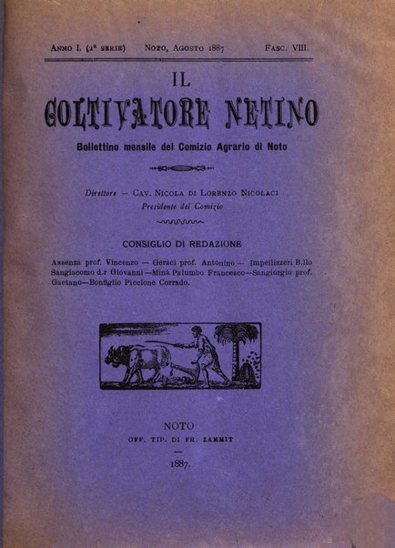 Il coltivatore netino bollettino mensile del comizio agrario di Noto