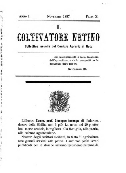 Il coltivatore netino bollettino mensile del comizio agrario di Noto