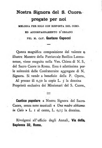 Annali di Nostra Signora del S. Cuore periodico mensile dei Missionari del Sacro Cuore