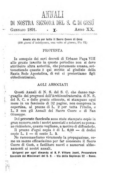 Annali di Nostra Signora del S. Cuore periodico mensile dei Missionari del Sacro Cuore