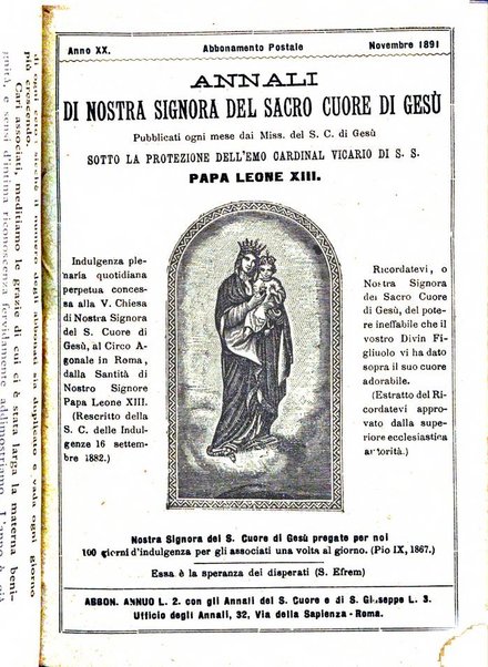 Annali di Nostra Signora del S. Cuore periodico mensile dei Missionari del Sacro Cuore