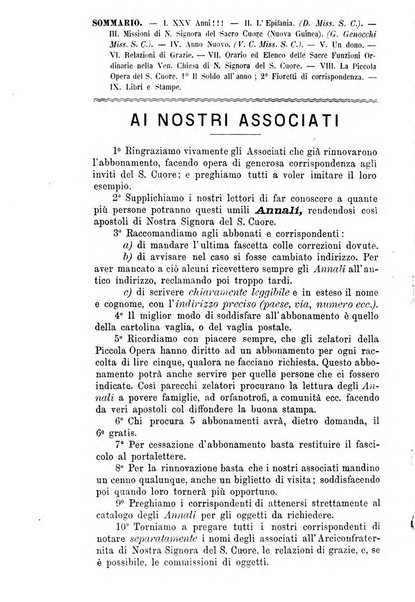 Annali di Nostra Signora del S. Cuore periodico mensile dei Missionari del Sacro Cuore