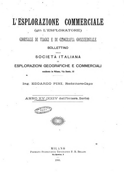 L'esplorazione commerciale giornale di viaggi e di geografia commerciale