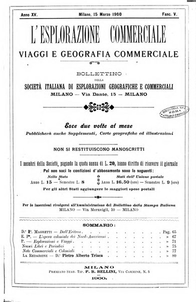 L'esplorazione commerciale giornale di viaggi e di geografia commerciale