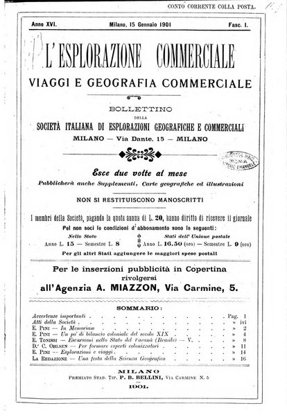 L'esplorazione commerciale giornale di viaggi e di geografia commerciale