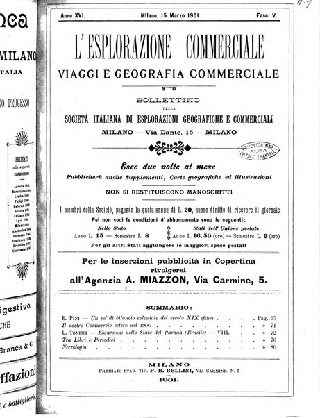 L'esplorazione commerciale giornale di viaggi e di geografia commerciale