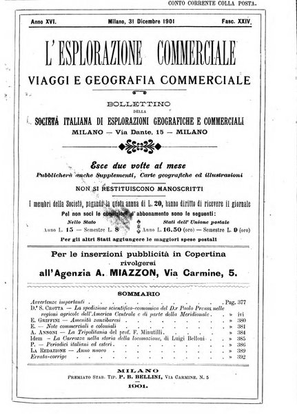 L'esplorazione commerciale giornale di viaggi e di geografia commerciale