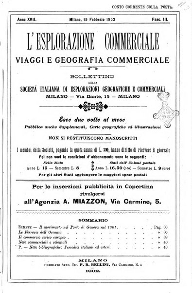 L'esplorazione commerciale giornale di viaggi e di geografia commerciale