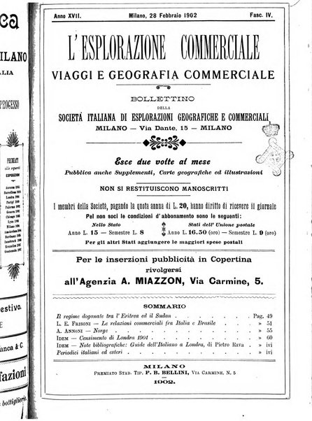 L'esplorazione commerciale giornale di viaggi e di geografia commerciale