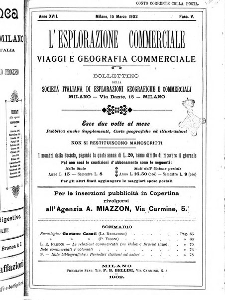 L'esplorazione commerciale giornale di viaggi e di geografia commerciale