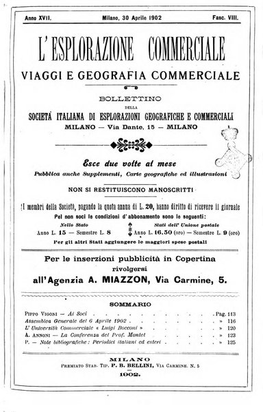 L'esplorazione commerciale giornale di viaggi e di geografia commerciale