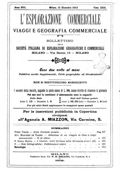 L'esplorazione commerciale giornale di viaggi e di geografia commerciale