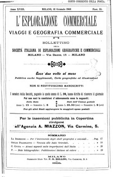 L'esplorazione commerciale giornale di viaggi e di geografia commerciale