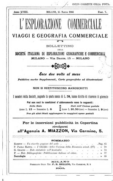 L'esplorazione commerciale giornale di viaggi e di geografia commerciale