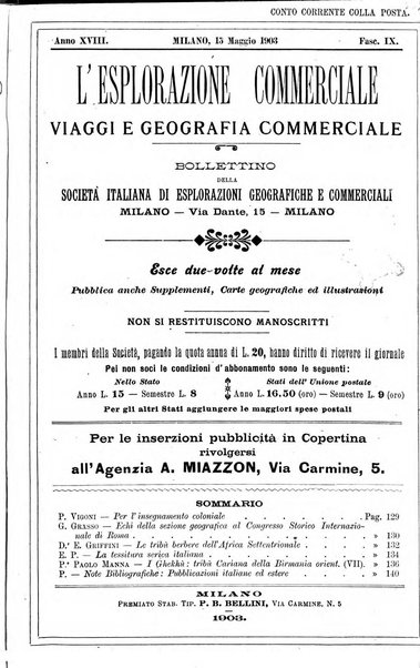 L'esplorazione commerciale giornale di viaggi e di geografia commerciale