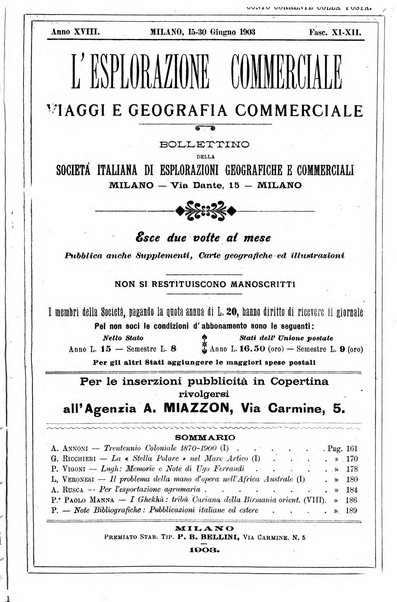 L'esplorazione commerciale giornale di viaggi e di geografia commerciale