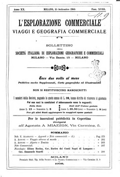 L'esplorazione commerciale giornale di viaggi e di geografia commerciale