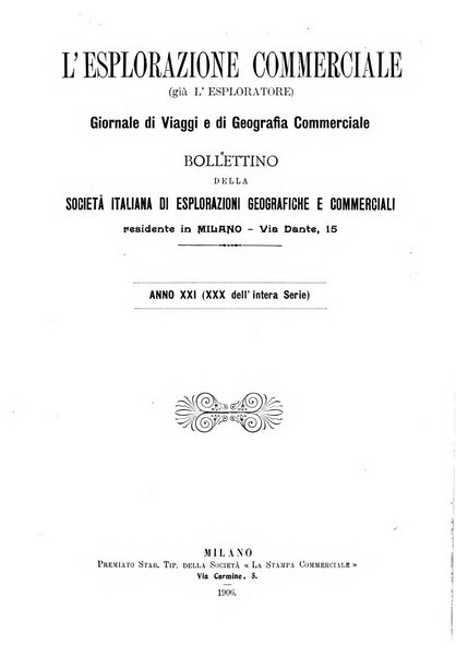 L'esplorazione commerciale giornale di viaggi e di geografia commerciale