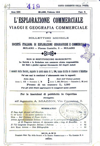 L'esplorazione commerciale giornale di viaggi e di geografia commerciale