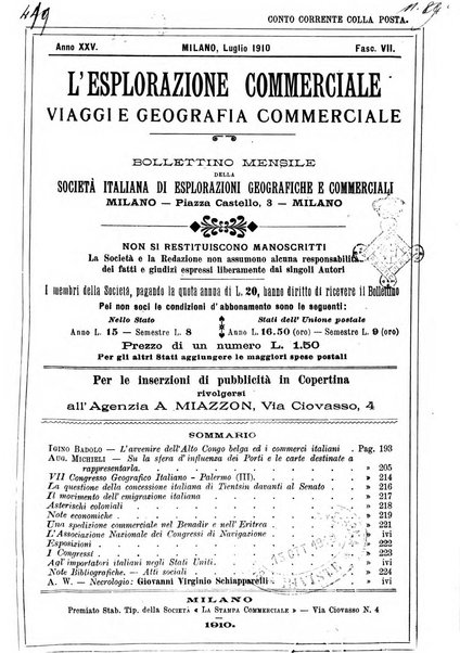 L'esplorazione commerciale giornale di viaggi e di geografia commerciale