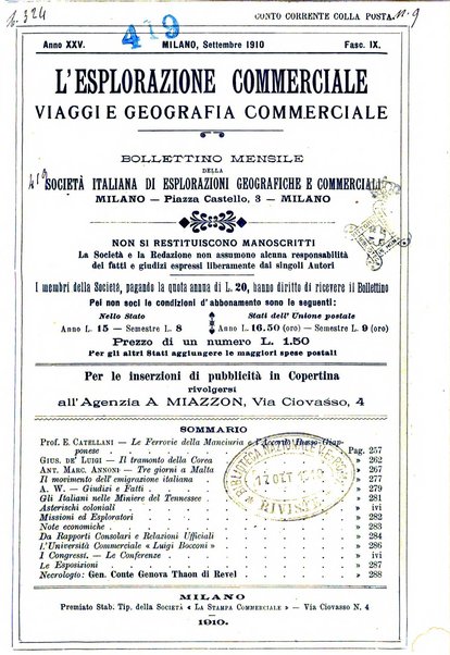 L'esplorazione commerciale giornale di viaggi e di geografia commerciale