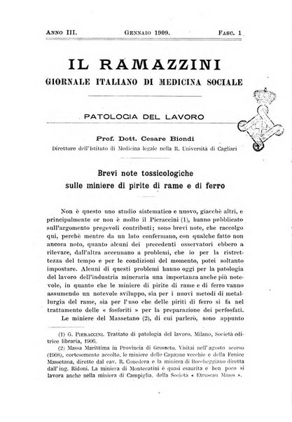 Il Ramazzini giornale italiano di medicina sociale