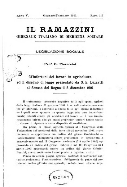 Il Ramazzini giornale italiano di medicina sociale