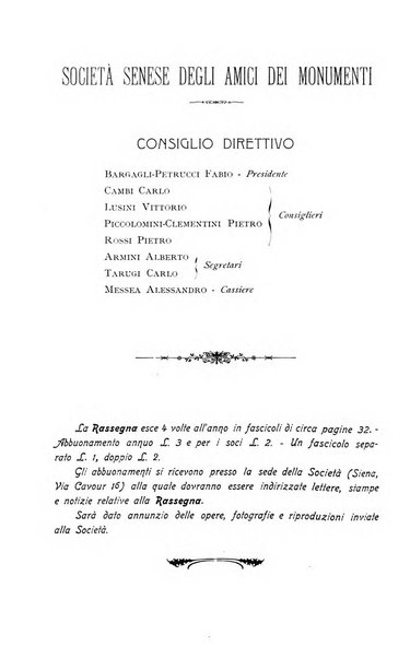 Rassegna d'arte senese bullettino della Società degli amici dei monumenti