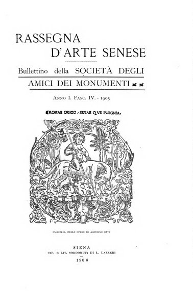 Rassegna d'arte senese bullettino della Società degli amici dei monumenti