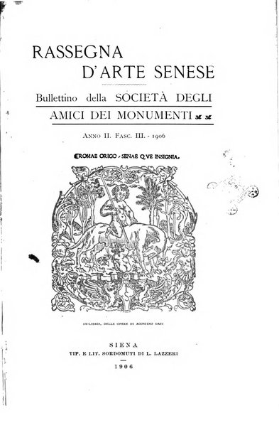 Rassegna d'arte senese bullettino della Società degli amici dei monumenti