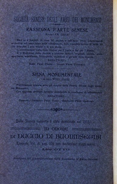 Rassegna d'arte senese bullettino della Società degli amici dei monumenti