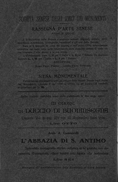 Rassegna d'arte senese bullettino della Società degli amici dei monumenti