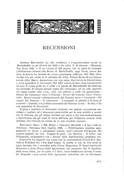 Rassegna marchigiana per le arti figurative, le bellezze naturali, la musica