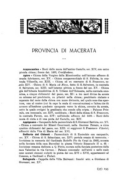 Rassegna marchigiana per le arti figurative, le bellezze naturali, la musica