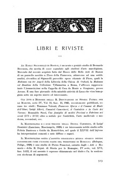 Rassegna marchigiana per le arti figurative, le bellezze naturali, la musica