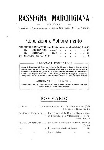 Rassegna marchigiana per le arti figurative, le bellezze naturali, la musica