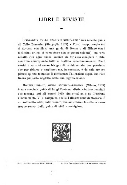 Rassegna marchigiana per le arti figurative, le bellezze naturali, la musica