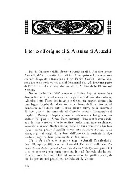 Rassegna marchigiana per le arti figurative, le bellezze naturali, la musica