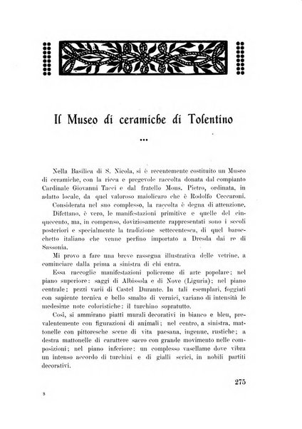 Rassegna marchigiana per le arti figurative, le bellezze naturali, la musica