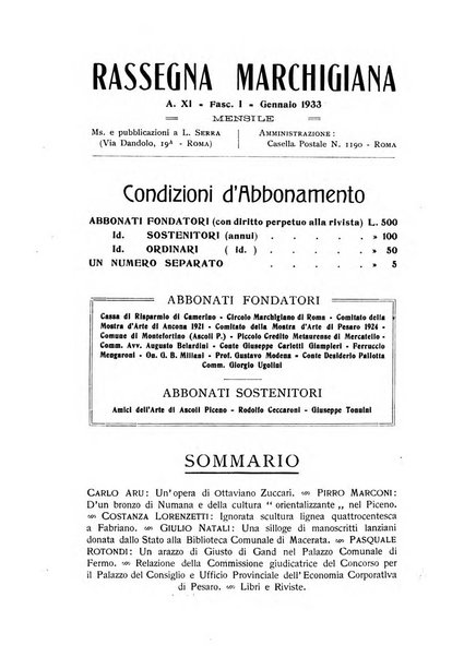 Rassegna marchigiana per le arti figurative, le bellezze naturali, la musica