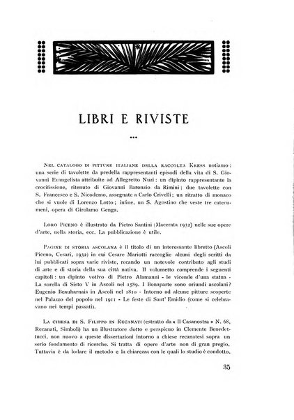 Rassegna marchigiana per le arti figurative, le bellezze naturali, la musica