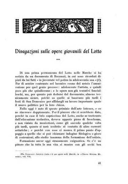 Rassegna marchigiana per le arti figurative, le bellezze naturali, la musica