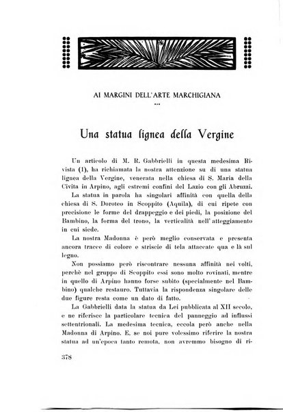 Rassegna marchigiana per le arti figurative, le bellezze naturali, la musica