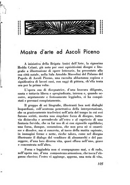 Rassegna marchigiana per le arti figurative, le bellezze naturali, la musica