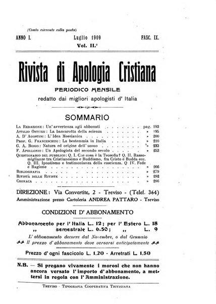 Rivista di apologia cristiana periodico mensile